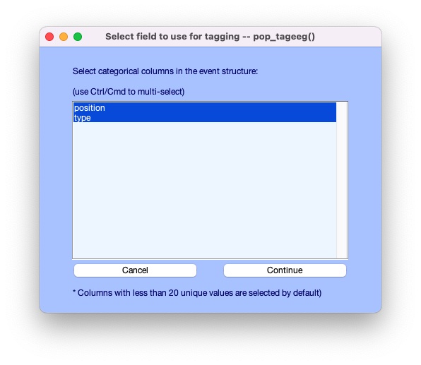 Categorical fields selection