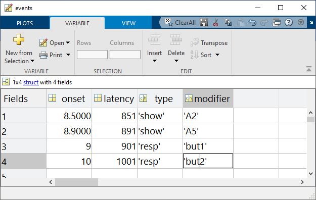 Example MATLAB Struct